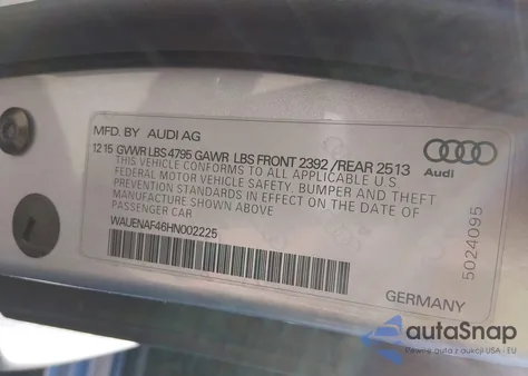 2017 Audi A4 2.0T Premium из США, поврежденный, VIN WAUENAF46HN002225